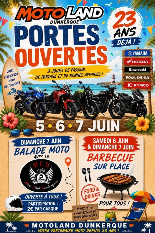 Portes Ouvertes et Balade Moto à Motoland Dunkerque